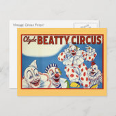 Carte Postale Clyde Beatty Circus Vintage (Devant / Derrière)