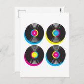 Carte Postale CMYK pop art vinyle disques 80s style couleurs viv (Devant / Derrière)