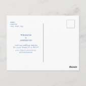 Carte Postale Cobalt Bleu Mariage simple Enregistrer la date (Dos)