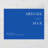 Cobalt Bleu Mariage simple Enregistrer la date