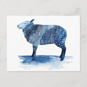 Carte Postale Cobalt Blue Farm Animals - Sheep