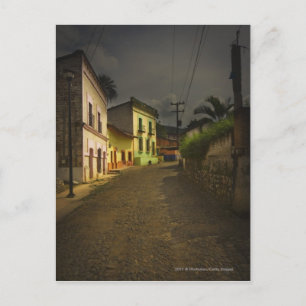 Carte Postale Cobblestone Road & Yellow Buildings au Mexique