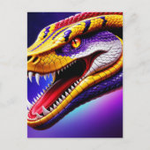 Carte Postale Cobra rouge vif violet blanc et jaune écailles (Devant)
