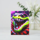 Carte Postale Cobra serpent aux lèvres vertes et sourcils roses (Debout devant)