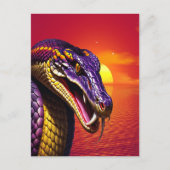 Carte Postale Cobra serpent avec des écailles violettes et jaune (Devant)