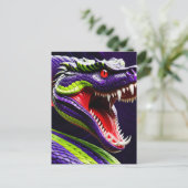 Carte Postale Cobra serpent avec écailles vertes et violettes vi (Debout devant)