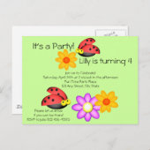 Carte Postale Coccinelle et fleurs (Devant / Derrière)