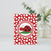 Carte Postale Coccinelle mignonne sur une feuille - noir rouge (Debout devant)