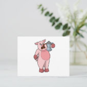 Carte Postale Cochon à la cafetière (Debout devant)