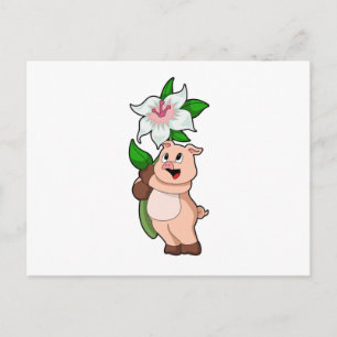 Carte Postale Cochon à la fleur de lys