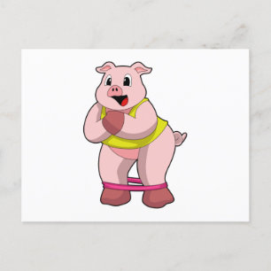 Carte Postale Cochon à la forme avec élastique