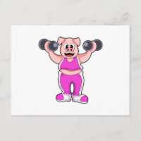 Cochon à la musculation avec haltères