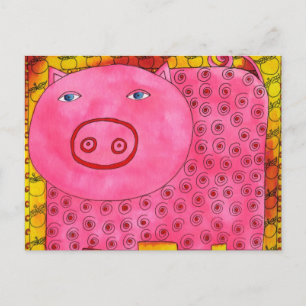 Carte Postale Cochon à motifs
