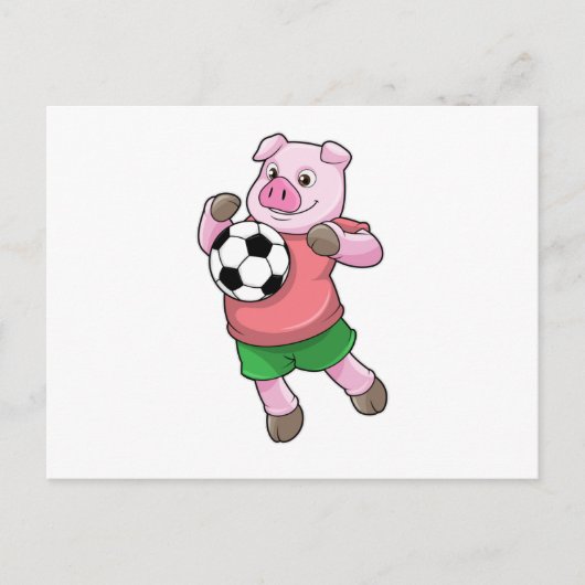 Carte Postale Cochon à Soccer Sports (Devant)