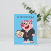 Carte Postale Cochon amusant en costume d'affaires dessin animé (Debout devant)