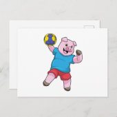 Carte Postale Cochon au Handball Sports (Devant / Derrière)