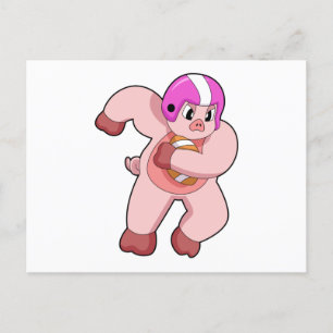 Carte Postale Cochon au sport de football