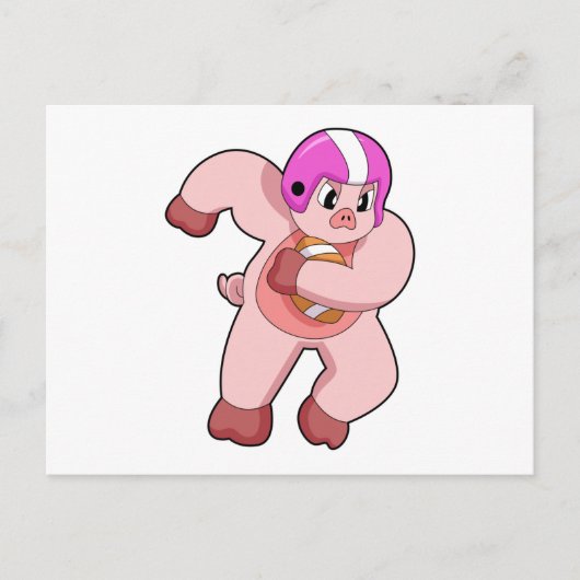 Carte Postale Cochon au sport de football (Devant)