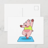 Carte Postale Cochon au Yoga Fitness (Devant / Derrière)
