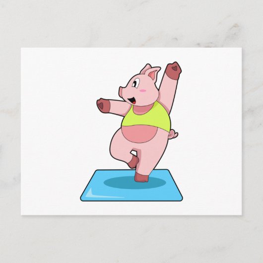 Carte Postale Cochon au Yoga Fitness (Devant)
