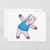 Carte Postale Cochon au yoga s'étirant (Devant / Derrière)