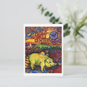 Carte Postale Cochon aux fleurs (Debout devant)