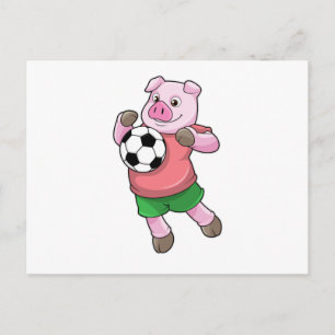 Carte Postale Cochon aux sports de football