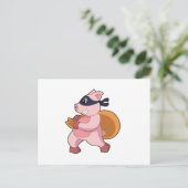 Carte Postale Cochon comme coureur (Debout devant)