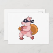 Carte Postale Cochon comme coureur (Devant / Derrière)