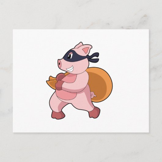 Carte Postale Cochon comme coureur (Devant)