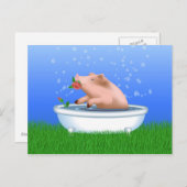 Carte Postale Cochon dans le bain (Devant / Derrière)