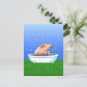 Carte Postale Cochon dans le bain (Debout devant)
