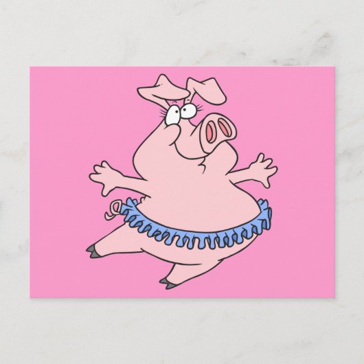 Carte Postale cochon de ballet dans un cochon tutu (Devant)