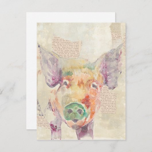 Carte Postale Cochon de collier de la ferme (Devant / Derrière)