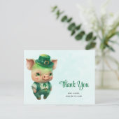 Carte Postale Cochon de conte de fées vert mignon en tenue chic  (Debout devant)