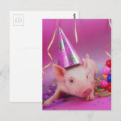 Carte Postale Cochon de fête drôle (Devant / Derrière)