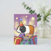 Carte Postale Cochon de Guinée d'anniversaire (cheveux lisses) (Debout devant)