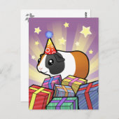 Carte Postale Cochon de Guinée d'anniversaire (cheveux lisses) (Devant / Derrière)