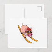 Carte Postale Cochon de skieur (Devant / Derrière)