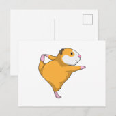 Carte Postale Cochon d'Inde à l'exercice de stretching de yoga (Devant / Derrière)