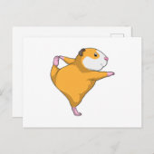 Carte Postale Cochon d'Inde à l'exercice de yoga en étirement (Devant / Derrière)