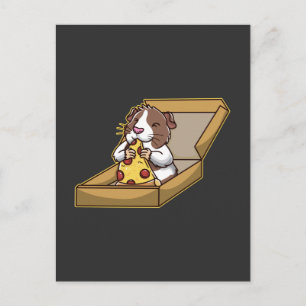 Carte Postale Cochon d'Inde amateur de pizza, rongeur mignon, an