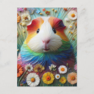 Carte Postale Cochon d'Inde Arc-en-Ciel dans la Prairie