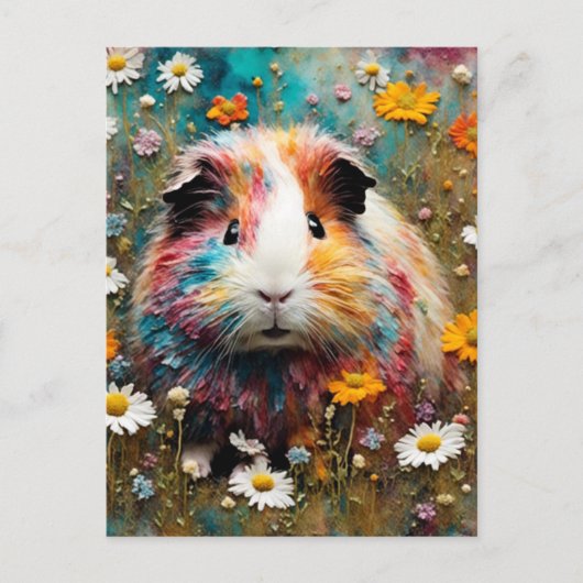 Carte Postale Cochon d'Inde dans la Prairie (Devant)