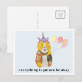 Carte Postale Cochon d'Inde Mignon & Ballons | Ça Va Aller (Devant / Derrière)