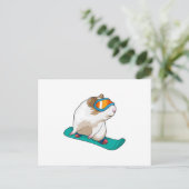 Carte Postale Cochon d'Inde Snowboardeur Snowboard (Debout devant)