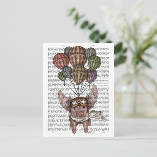 Carte Postale Cochon en flammes (Debout devant)