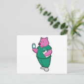 Carte Postale Cochon en infirmière avec des médicaments (Debout devant)