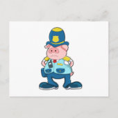 Carte Postale Cochon en tant qu'agent de police avec police Unif (Devant)