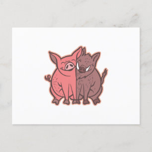 Carte Postale Cochon et sanglier